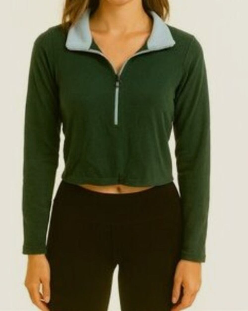 Urban Outfitters Out From Under Contrast Cropped Quarterzip Size Small